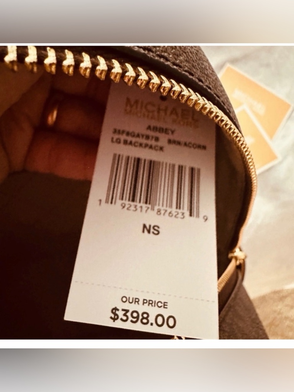 NWT Michael Kors Abbey Large Backpack - Brown/Acorn Signature - Picture 4 of 7